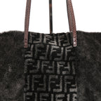 フェンディ / 2011年商品 美品 おまけ付 ズッカ柄 ムートン トート バッグ / SHOPING ROLL BAG MD / 8BH126 00EKE F0NCP / DARK GRAY