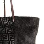 フェンディ / 2011年商品 美品 おまけ付 ズッカ柄 ムートン トート バッグ / SHOPING ROLL BAG MD / 8BH126 00EKE F0NCP / DARK GRAY