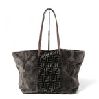 フェンディ / 2011年商品 美品 おまけ付 ズッカ柄 ムートン トート バッグ / SHOPING ROLL BAG MD / 8BH126 00EKE F0NCP / DARK GRAY