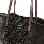 フェンディ / 2011年商品 美品 おまけ付 ズッカ柄 ムートン トート バッグ / SHOPING ROLL BAG MD / 8BH126 00EKE F0NCP / DARK GRAY