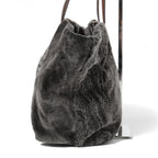 フェンディ / 2011年商品 美品 おまけ付 ズッカ柄 ムートン トート バッグ / SHOPING ROLL BAG MD / 8BH126 00EKE F0NCP / DARK GRAY