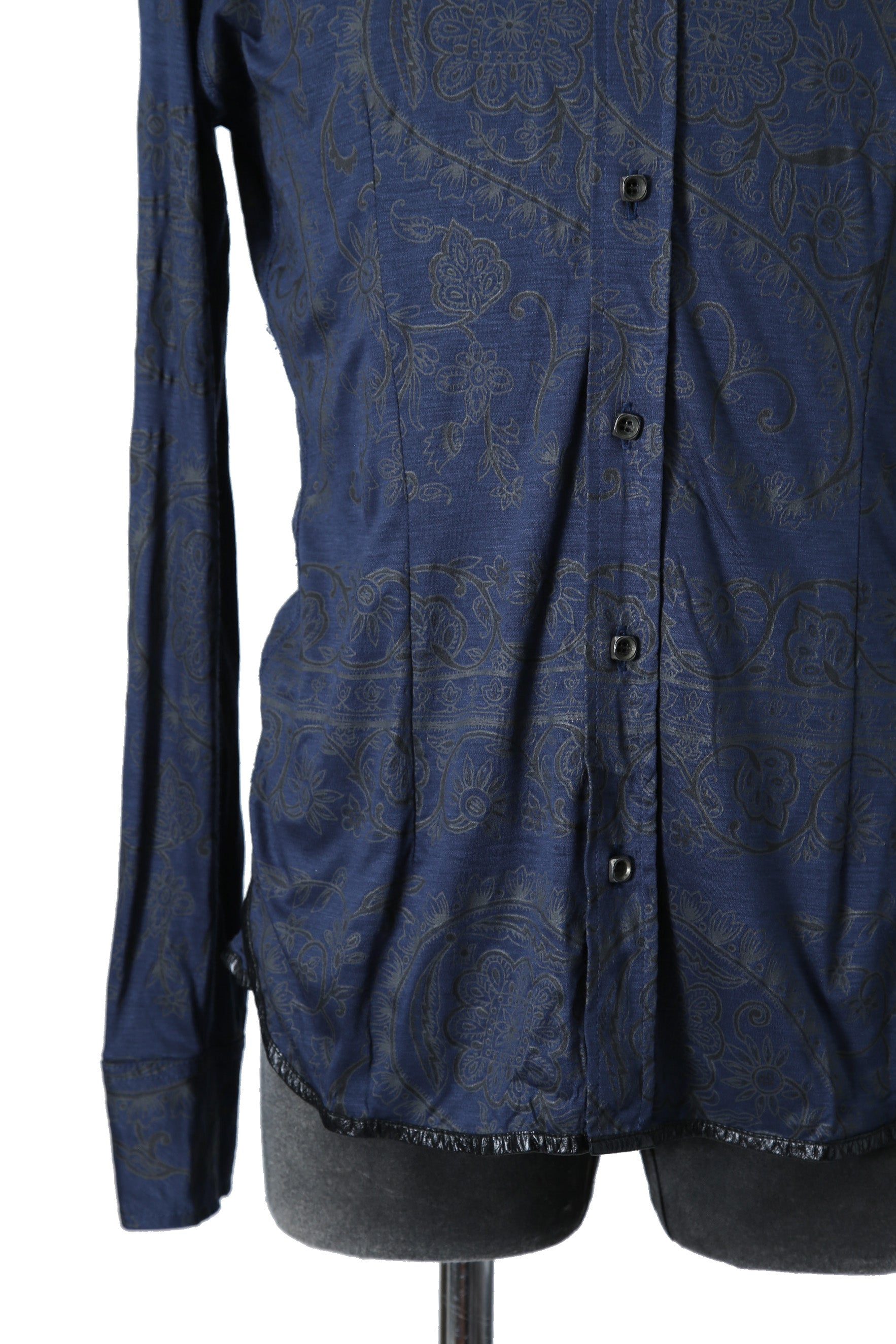 美品 イサムカタヤマバックラッシュ / レーヨン シルク ペイズリー総柄 シャツ / 1513-01 / size M (BLUE)