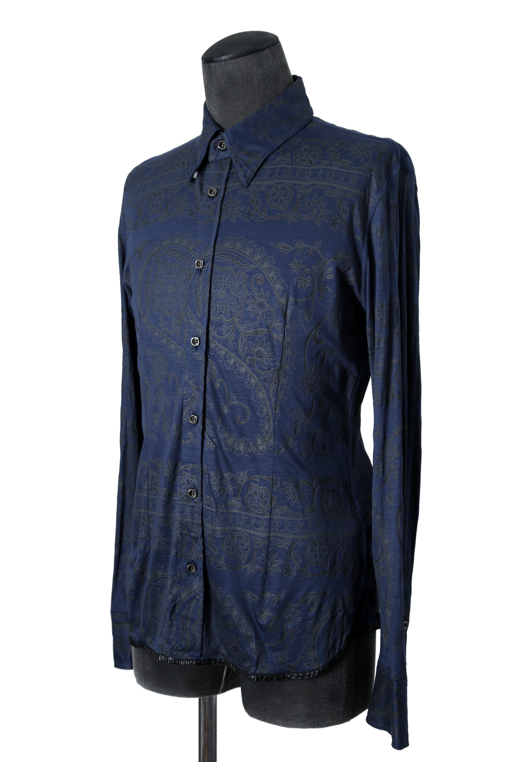 美品 イサムカタヤマバックラッシュ / レーヨン シルク ペイズリー総柄 シャツ / 1513-01 / size M (BLUE)