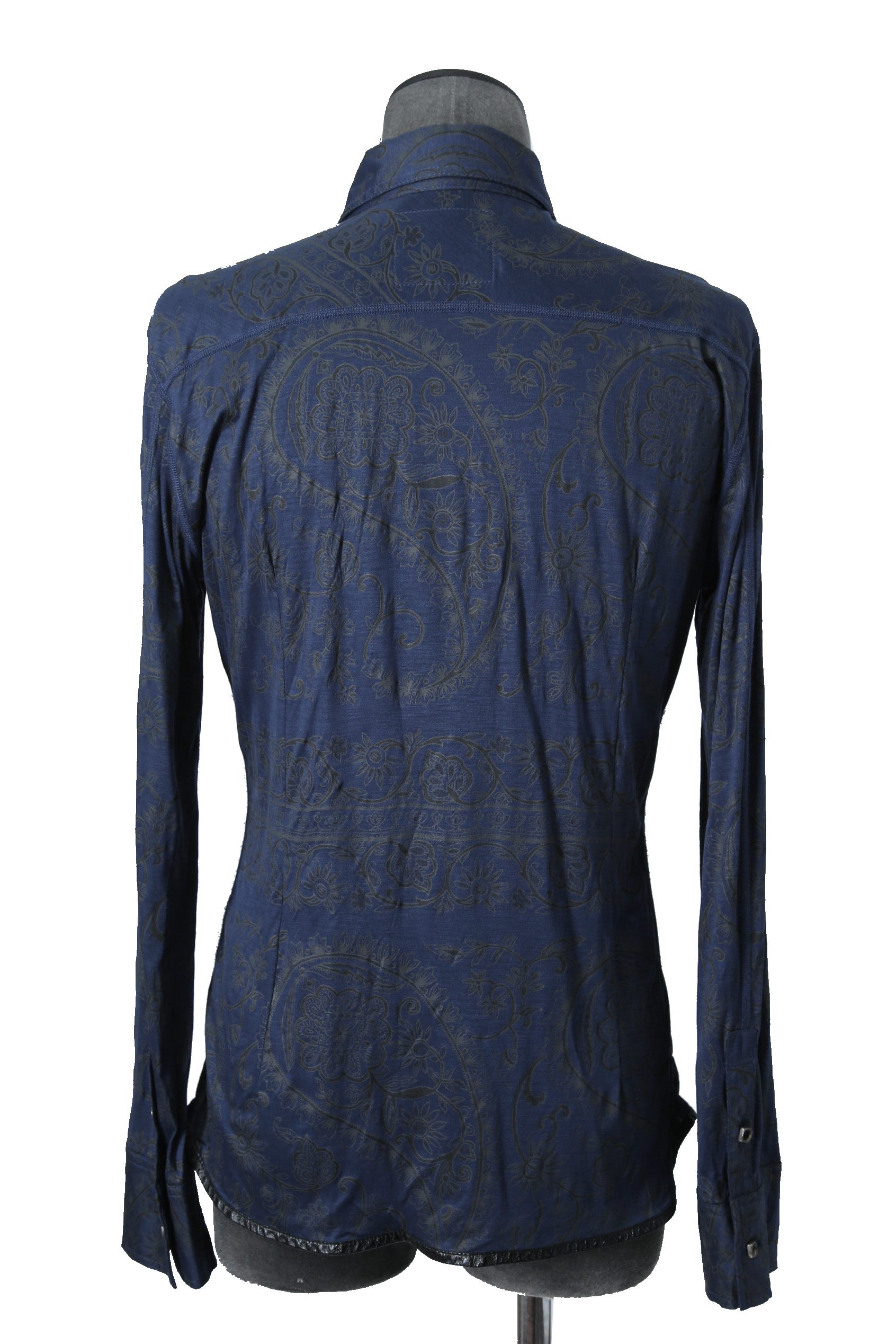 美品 イサムカタヤマバックラッシュ / レーヨン シルク ペイズリー総柄 シャツ / 1513-01 / size M (BLUE)