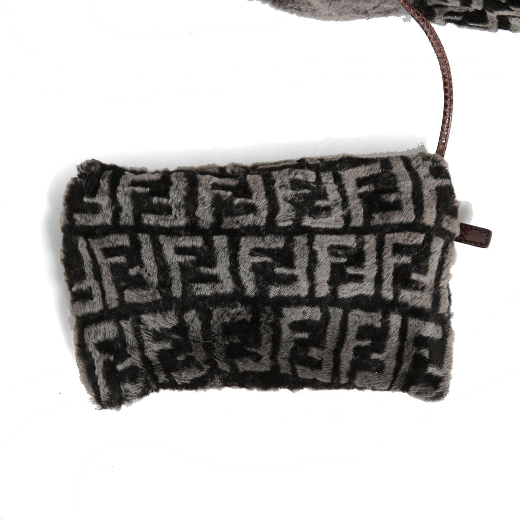 フェンディ / 2011年商品 美品 おまけ付 ズッカ柄 ムートン トート バッグ / SHOPING ROLL BAG MD / 8BH126 00EKE F0NCP / DARK GRAY