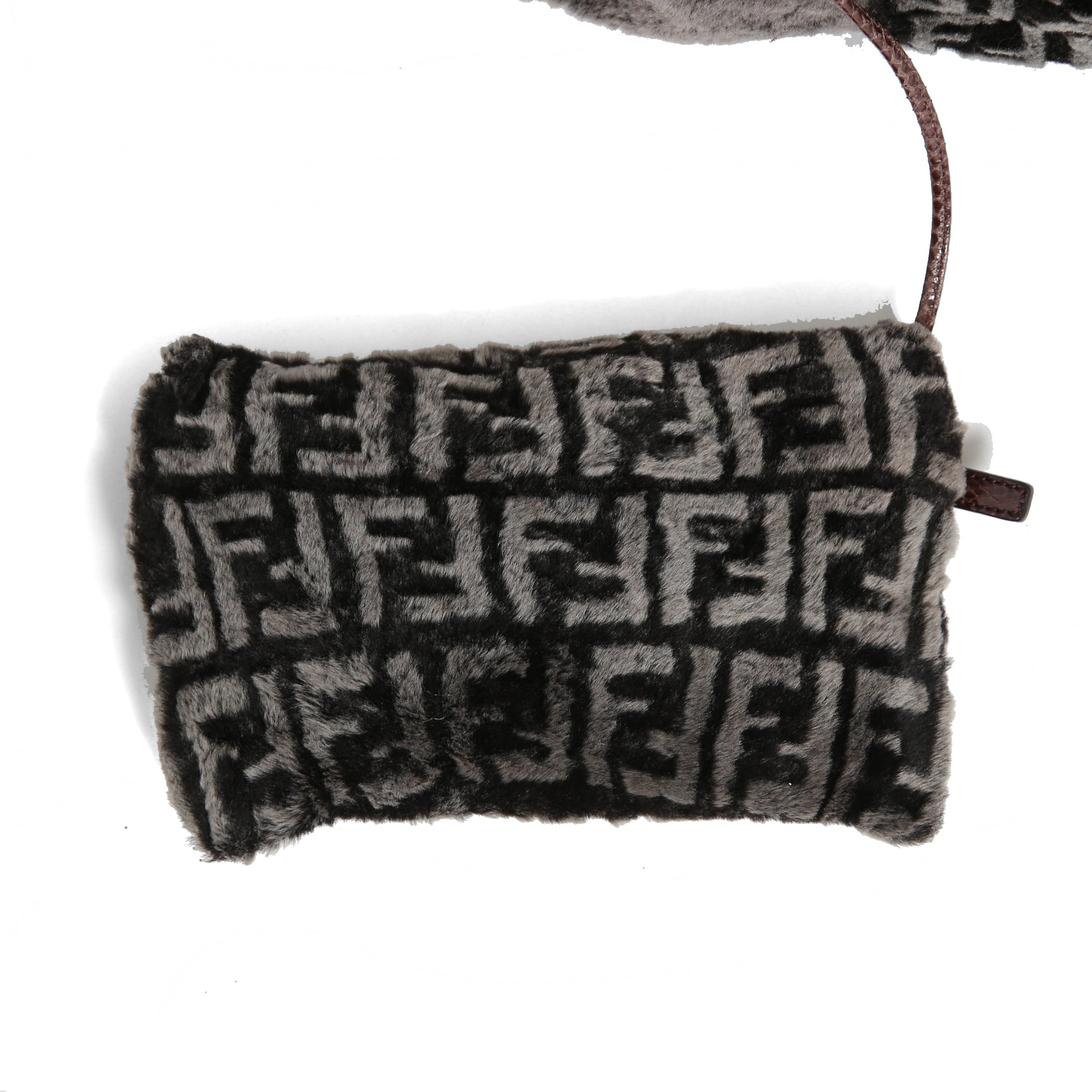 フェンディ / 2011年商品 美品 おまけ付 ズッカ柄 ムートン トート バッグ / SHOPING ROLL BAG MD / 8BH126 00EKE F0NCP / DARK GRAY