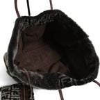 フェンディ / 2011年商品 美品 おまけ付 ズッカ柄 ムートン トート バッグ / SHOPING ROLL BAG MD / 8BH126 00EKE F0NCP / DARK GRAY