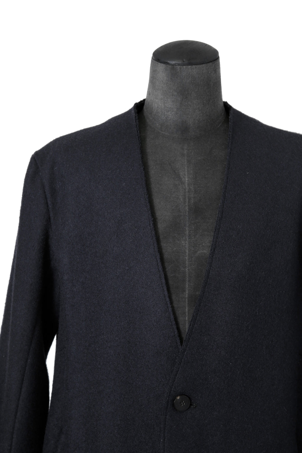 新品 incarnation インカネーション / 24AW 現行パターン WOOL LINED LAPELLESS LONG COAT size M (NAVY BLACK) T92 ウール コート