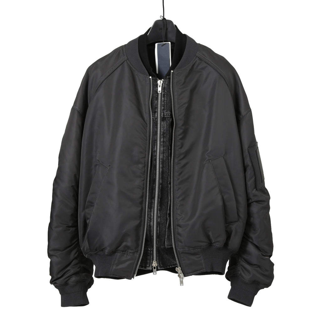 Juun.J ジュンジー / 23AW Denim Vest Detachable Nylon MA-1 Jumper / ボンバージャケット / size 46 (GREY BLACK)