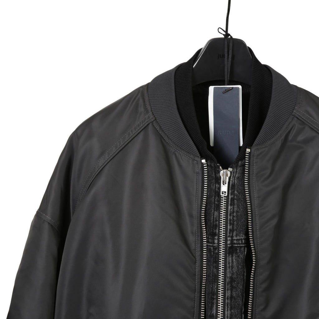 Juun.J ジュンジー / 23AW Denim Vest Detachable Nylon MA-1 Jumper / ボンバージャケット / size 46 (GREY BLACK)