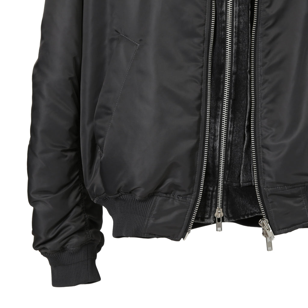 Juun.J ジュンジー / 23AW Denim Vest Detachable Nylon MA-1 Jumper / ボンバージャケット / size 46 (GREY BLACK)