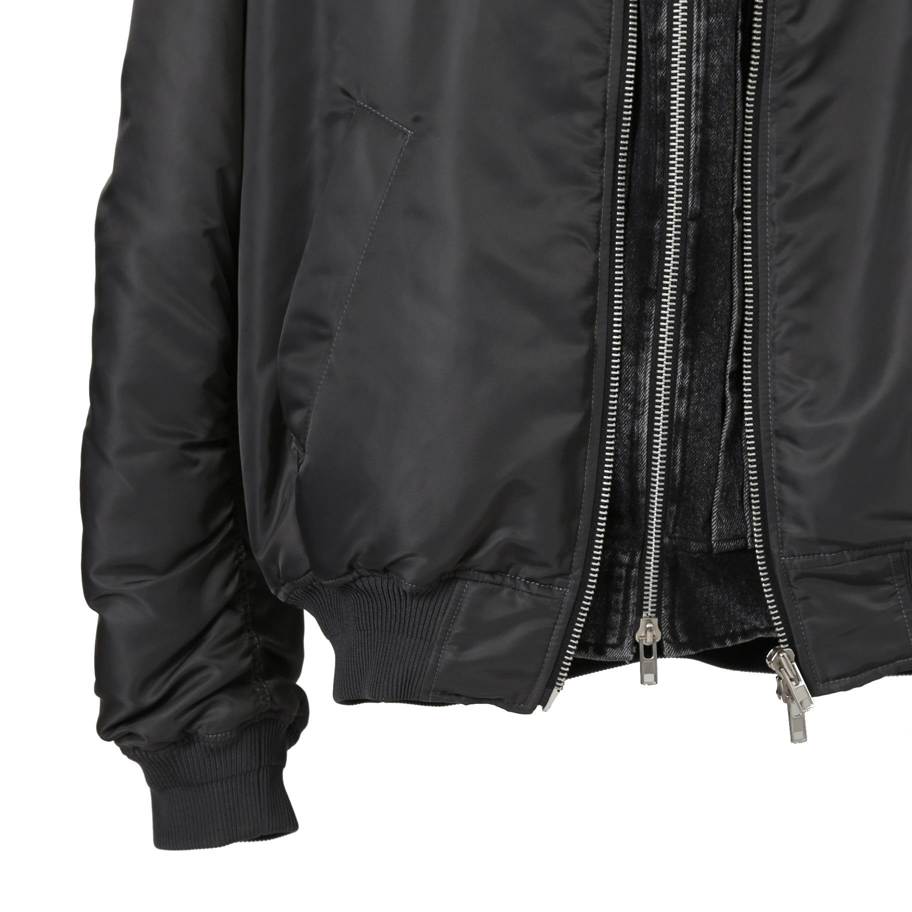 Juun.J ジュンジー / 23AW Denim Vest Detachable Nylon MA-1 Jumper / ボンバージャケット / size 46 (GREY BLACK)