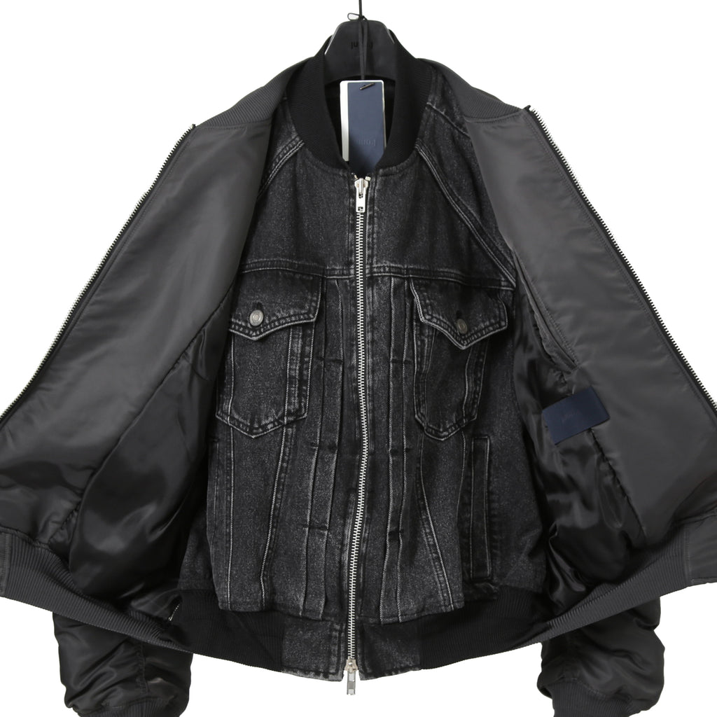 Juun.J ジュンジー / 23AW Denim Vest Detachable Nylon MA-1 Jumper / ボンバージャケット / size 46 (GREY BLACK)
