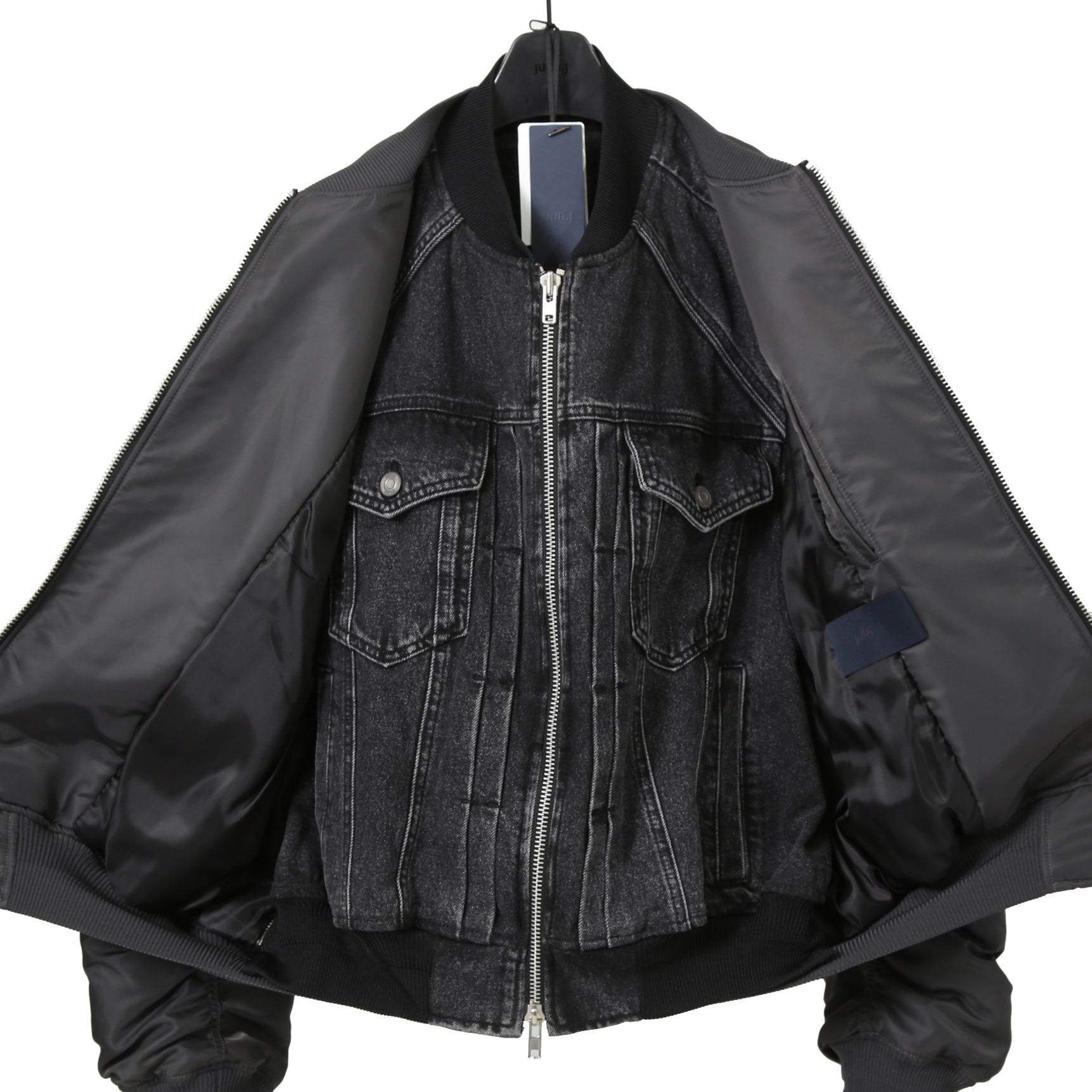 Juun.J ジュンジー / 23AW Denim Vest Detachable Nylon MA-1 Jumper / ボンバージャケット / size 46 (GREY BLACK)