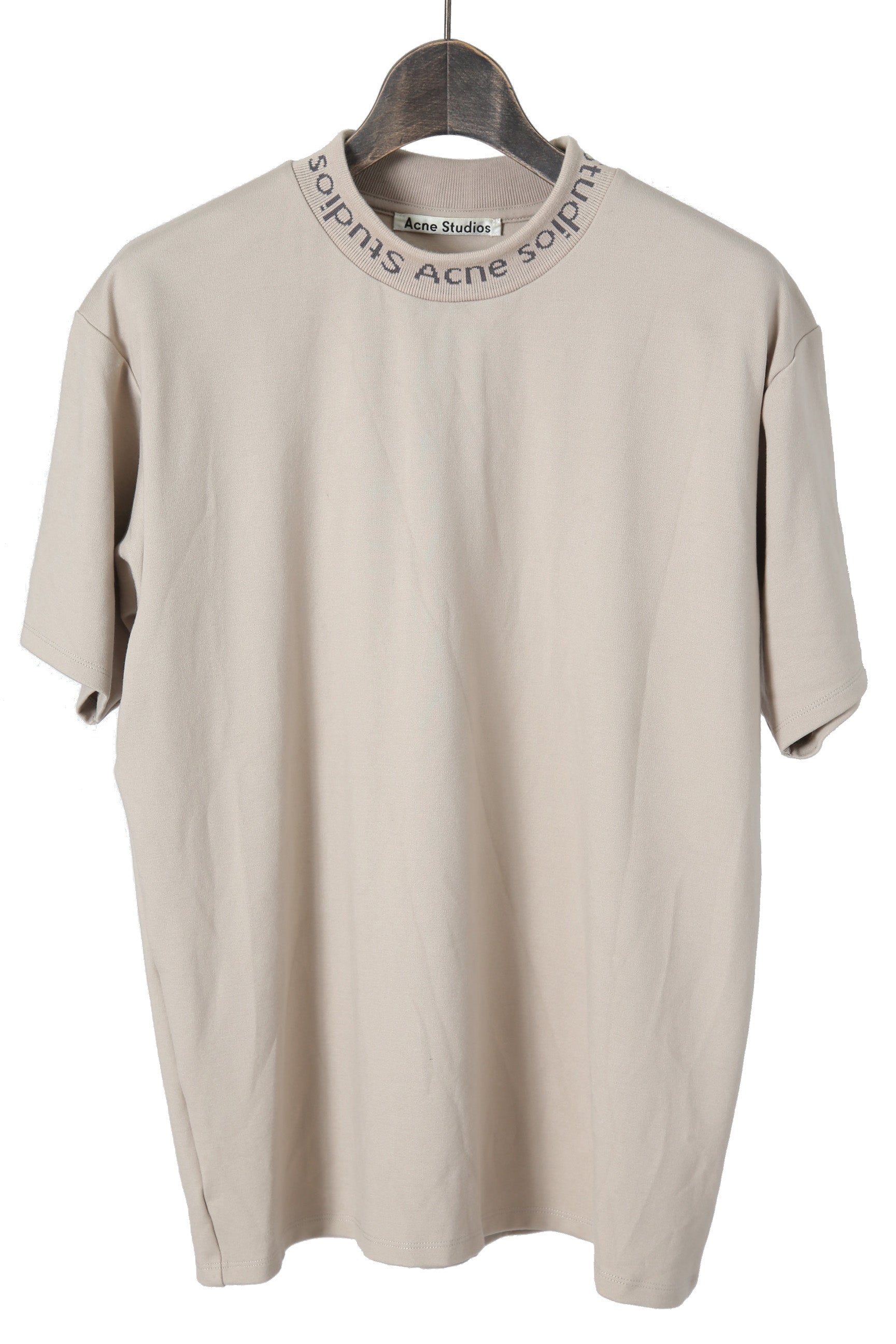 美品 Acne Studios アクネ ストゥディオズ / Navid ネックロゴ 半袖 Tシャツ / size M (BEIGE) メンズ