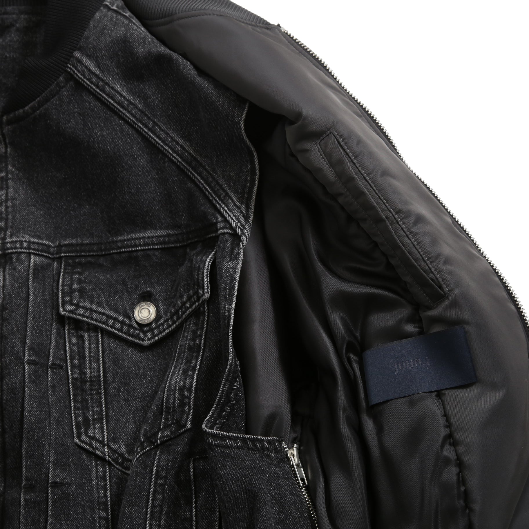 Juun.J ジュンジー / 23AW Denim Vest Detachable Nylon MA-1 Jumper / ボンバージャケット / size 46 (GREY BLACK)