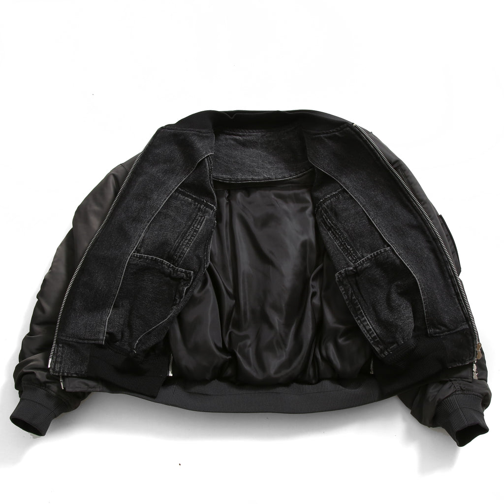 Juun.J ジュンジー / 23AW Denim Vest Detachable Nylon MA-1 Jumper / ボンバージャケット / size 46 (GREY BLACK)