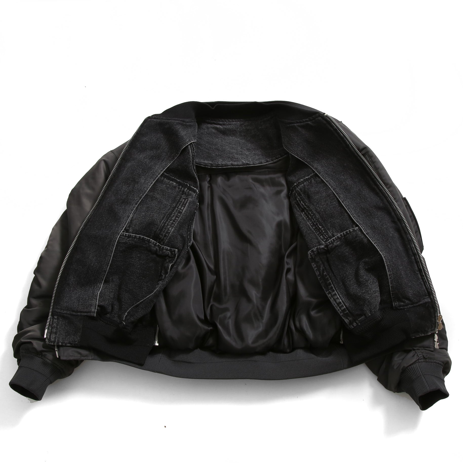 Juun.J ジュンジー / 23AW Denim Vest Detachable Nylon MA-1 Jumper / ボンバージャケット / size 46 (GREY BLACK)