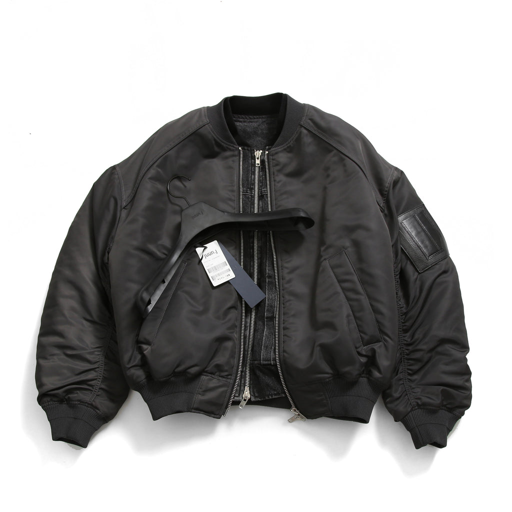 Juun.J ジュンジー / 23AW Denim Vest Detachable Nylon MA-1 Jumper / ボンバージャケット / size 46 (GREY BLACK)