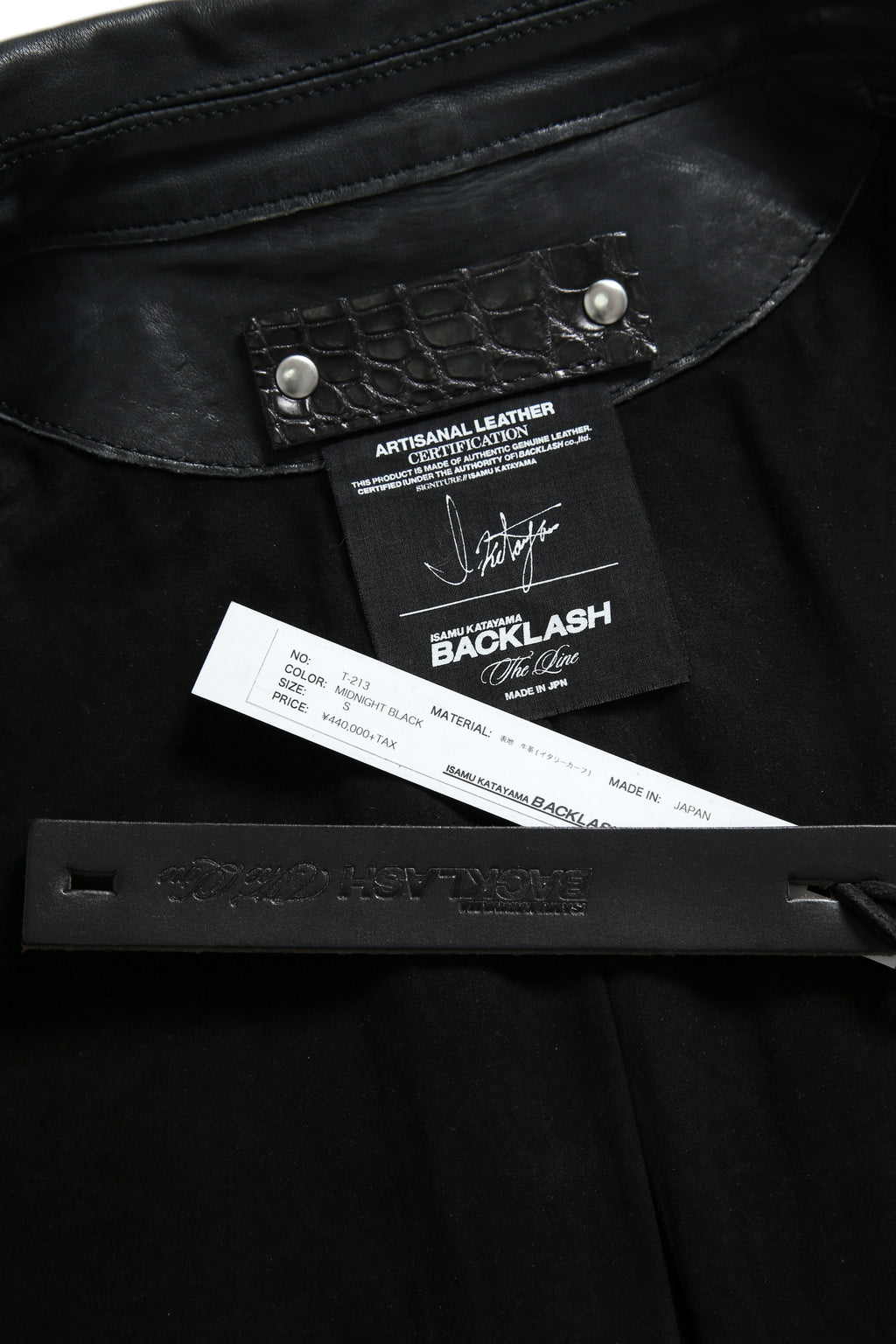 新品 24AW イサムカタヤマバックラッシュ The Line イタリーカーフ製品染め 襟付き レザーライダース ジャケット size S (MIDNIGHT BLACK)