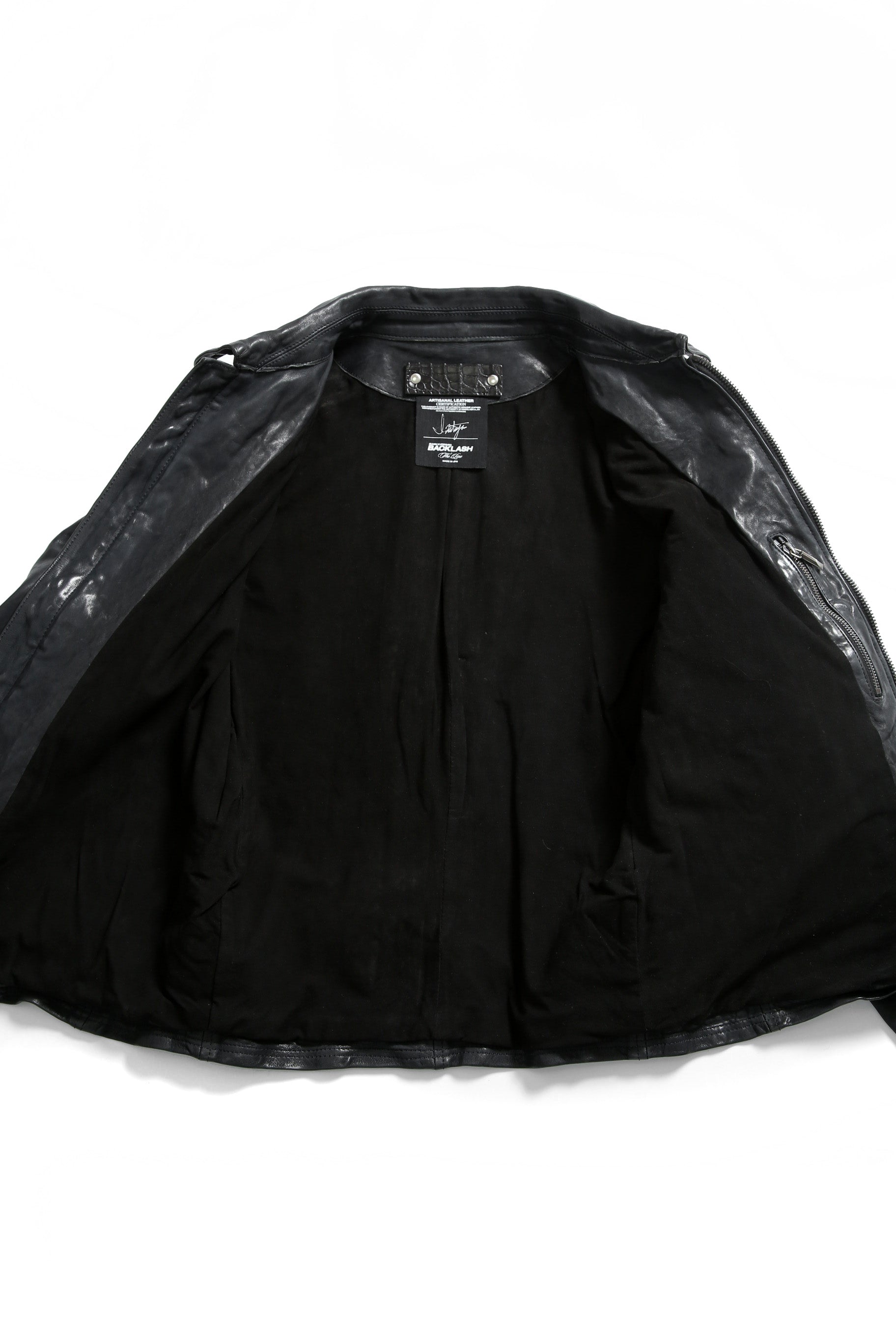 新品 24AW イサムカタヤマバックラッシュ The Line イタリーカーフ製品染め 襟付き レザーライダース ジャケット size S (MIDNIGHT BLACK)