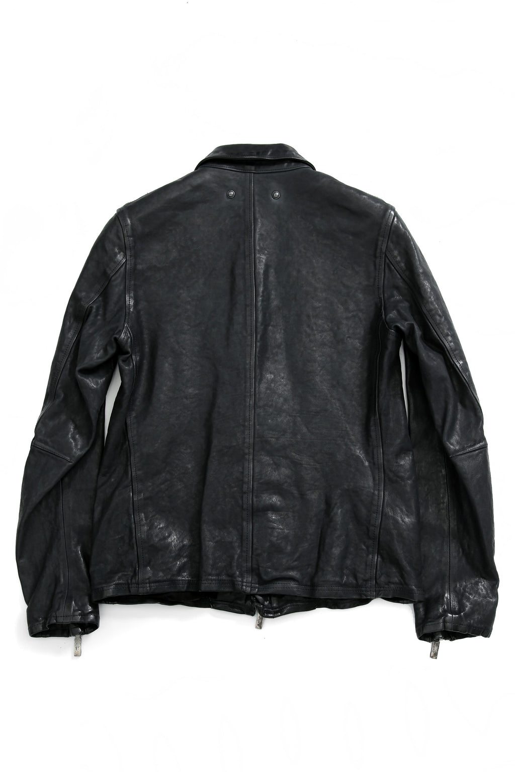 新品 24AW イサムカタヤマバックラッシュ The Line イタリーカーフ製品染め 襟付き レザーライダース ジャケット size S (MIDNIGHT BLACK)