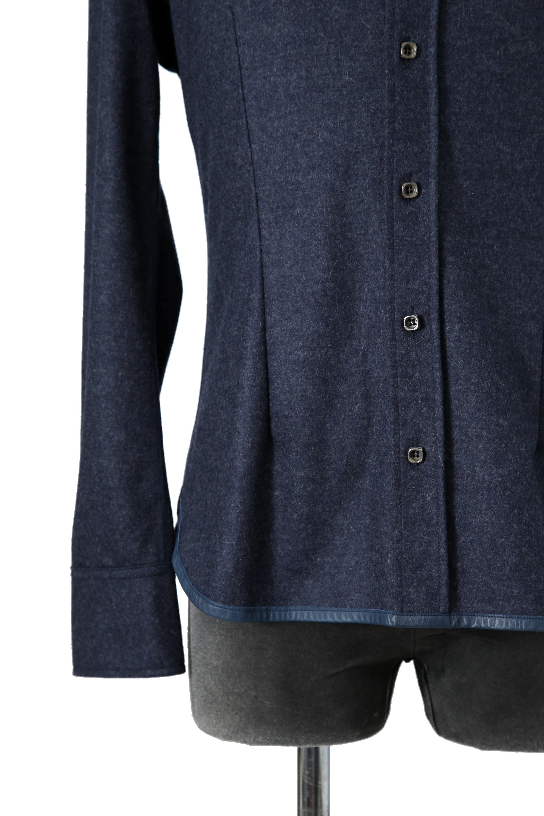 美品 イサムカタヤマバックラッシュ / ストレッチ ウール シャツ / 1552-02 / size M (NAVY)