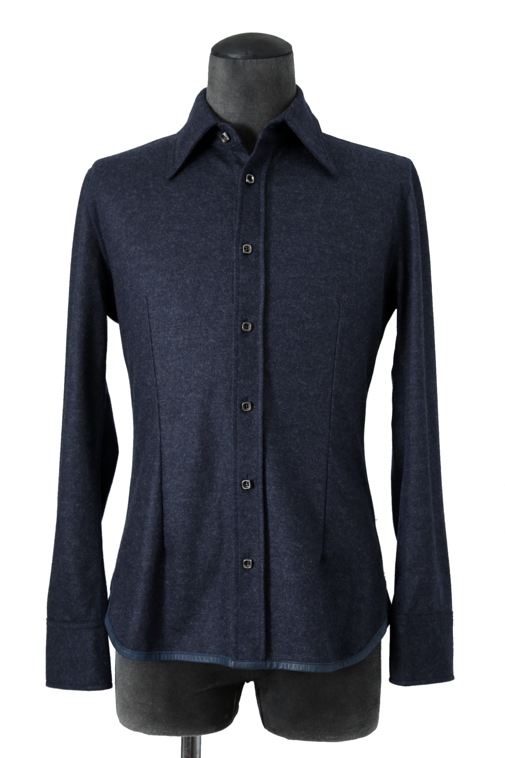 美品 イサムカタヤマバックラッシュ / ストレッチ ウール シャツ / 1552-02 / size M (NAVY)