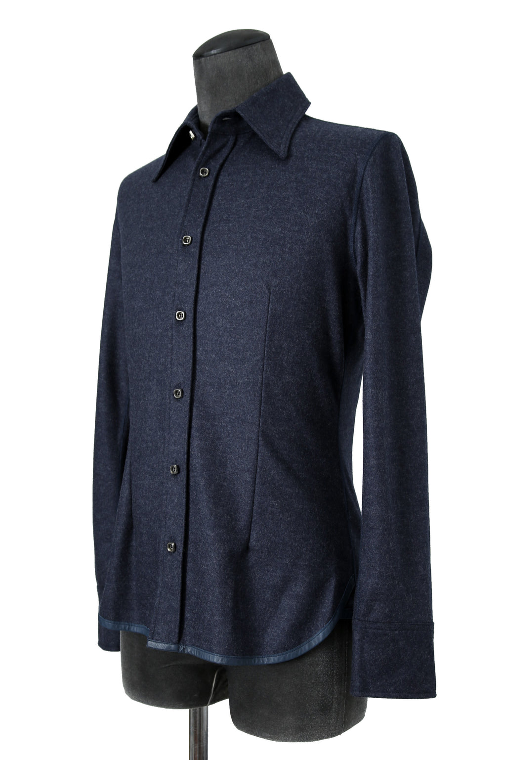 美品 イサムカタヤマバックラッシュ / ストレッチ ウール シャツ / 1552-02 / size M (NAVY)