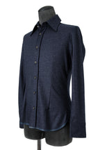 美品 イサムカタヤマバックラッシュ / ストレッチ ウール シャツ / 1552-02 / size M (NAVY)