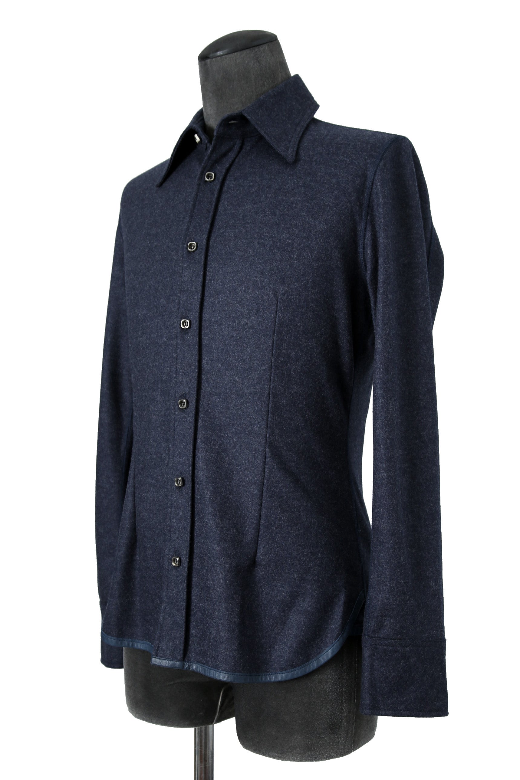 美品 イサムカタヤマバックラッシュ / ストレッチ ウール シャツ / 1552-02 / size M (NAVY)