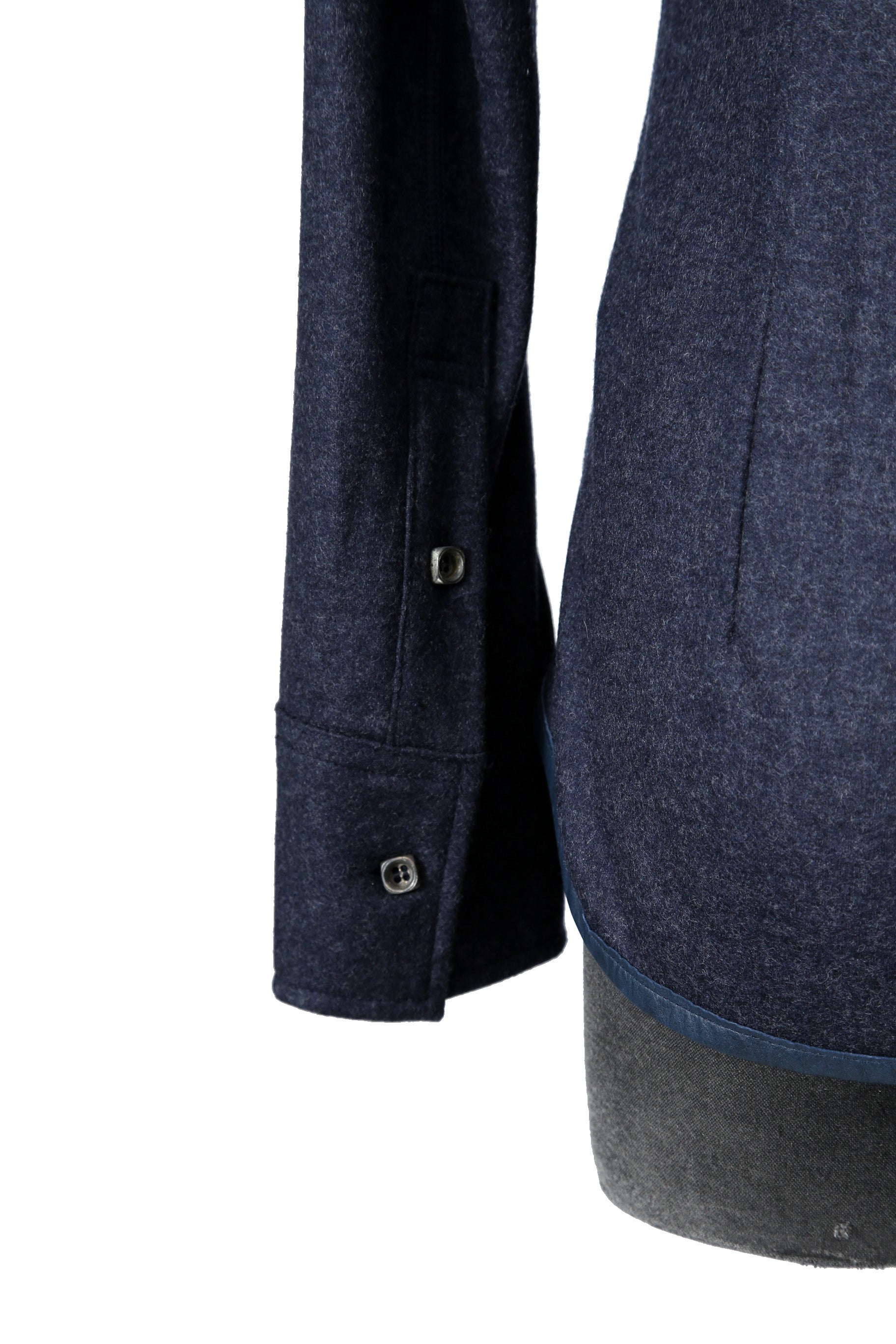 美品 イサムカタヤマバックラッシュ / ストレッチ ウール シャツ / 1552-02 / size M (NAVY)