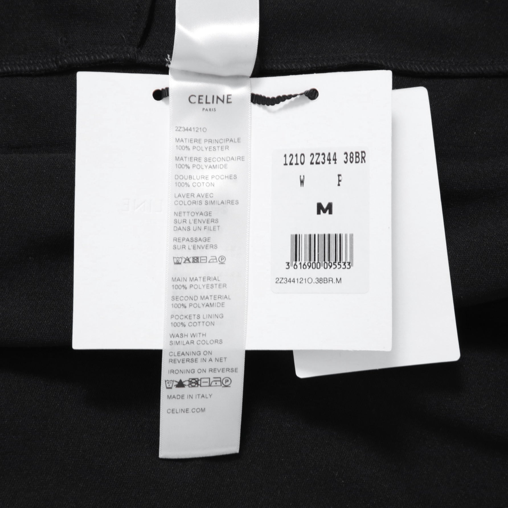 新品 CELINE セリーヌ / 21AWトリオンフ 刺繍 サイドライン トラックパンツ / 2Z344121O / size M (BLACK x RED)