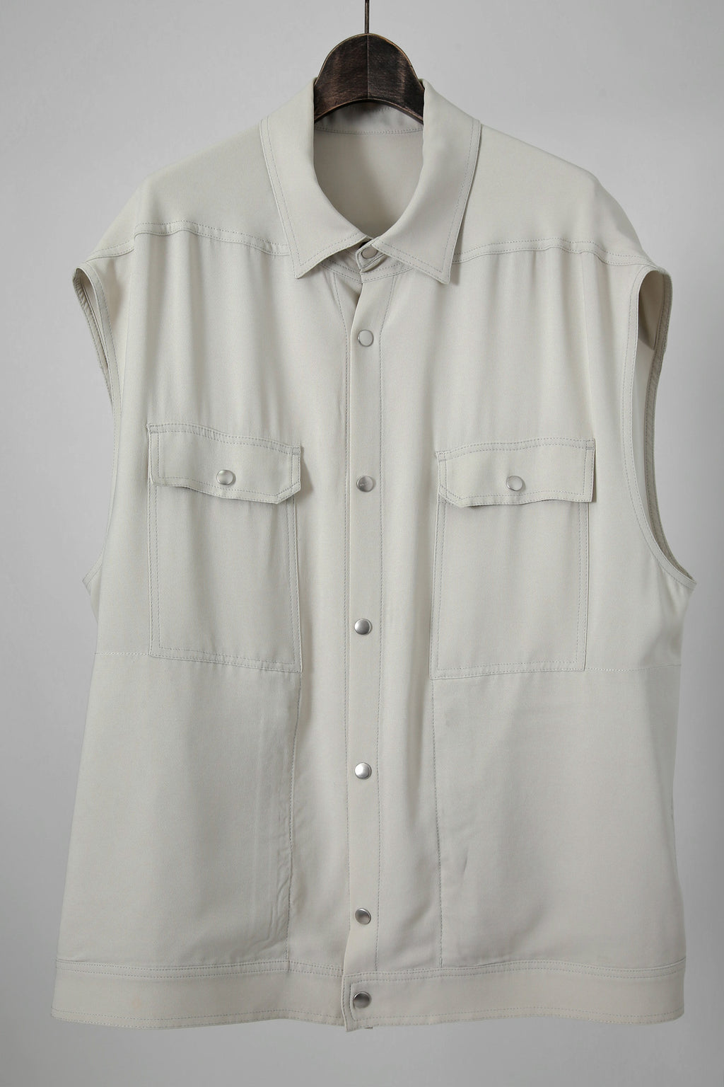 RICK OWENS リックオウエンス 21SS SLEEVELESS JUMBO OUTER SHIRT ジャンボ アウター ノースリーブ シャツ size 48 (アイボリー) 61 OYSTER