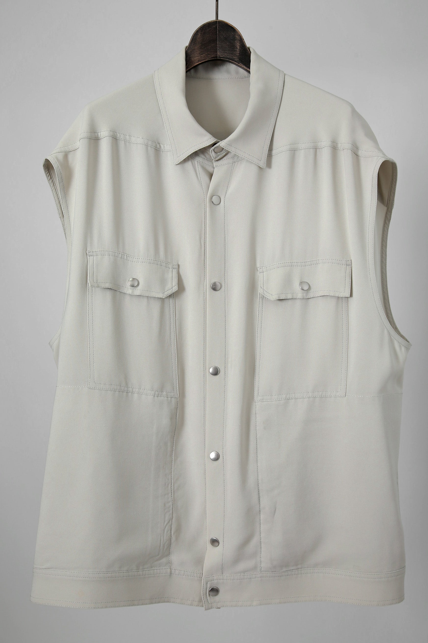 RICK OWENS リックオウエンス 21SS SLEEVELESS JUMBO OUTER SHIRT ジャンボ アウター ノースリーブ シャツ size 48 (アイボリー) 61 OYSTER
