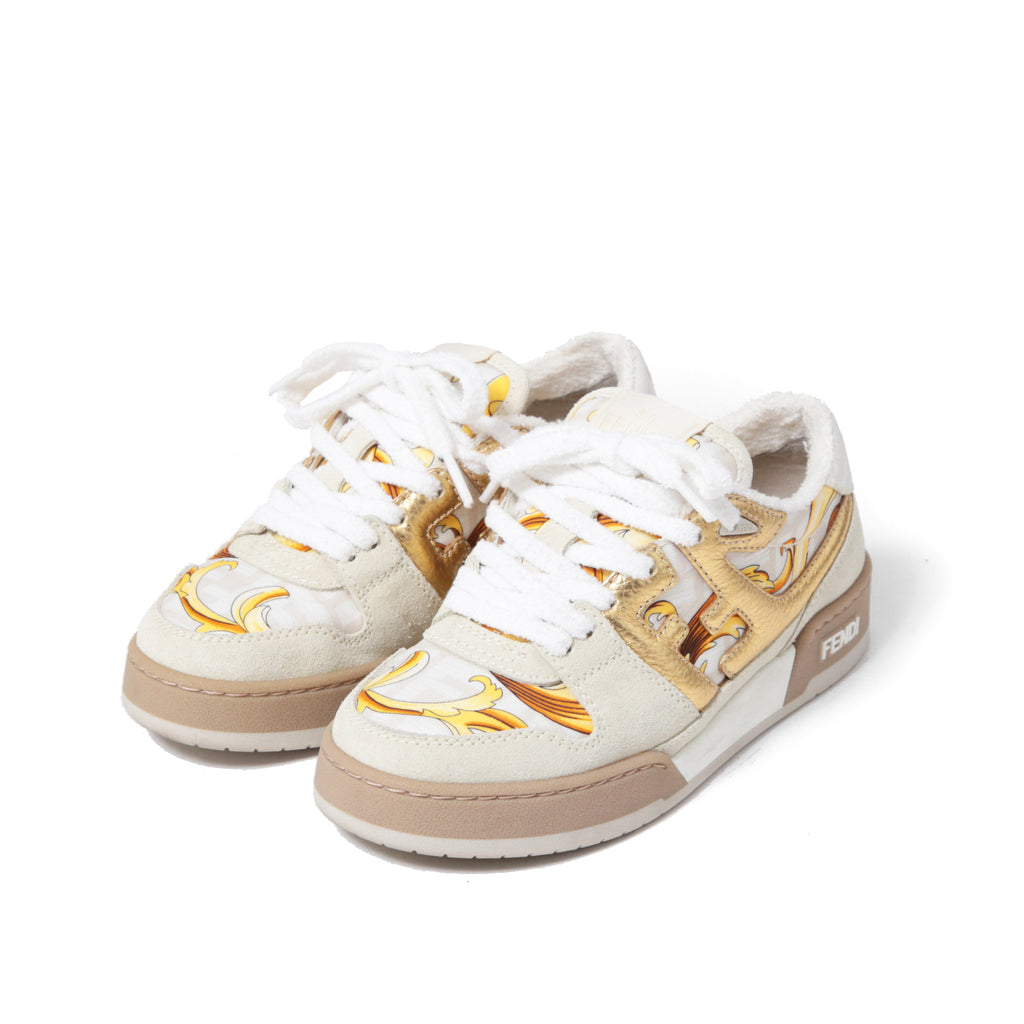 FENDACE フェンダーチェ / 2022年 フェンディ マッチ スニーカー / ズッカ レザー × ファブリック / フェンディ x ヴェルサーチ コラボ / size 36 (23cm) WHITE