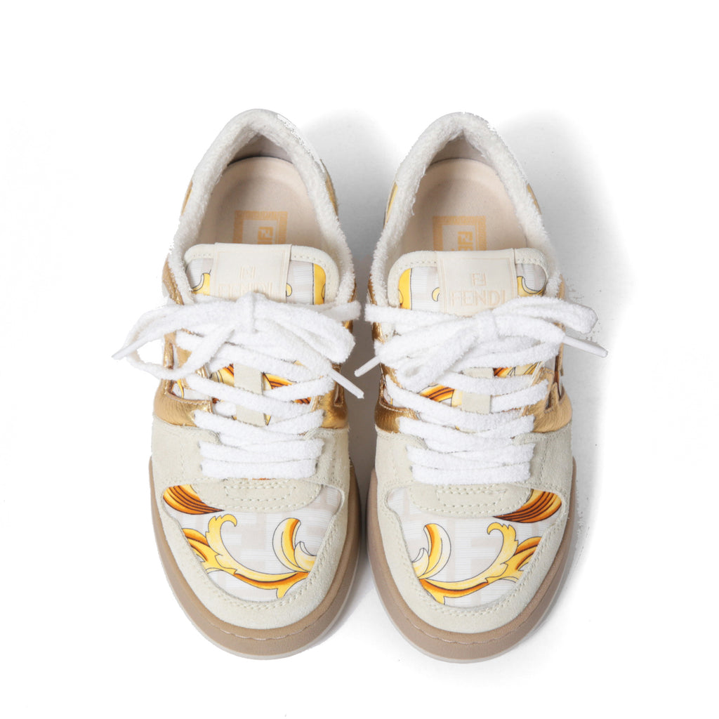 FENDACE フェンダーチェ / 2022年 フェンディ マッチ スニーカー / ズッカ レザー × ファブリック / フェンディ x ヴェルサーチ コラボ / size 36 (23cm) WHITE