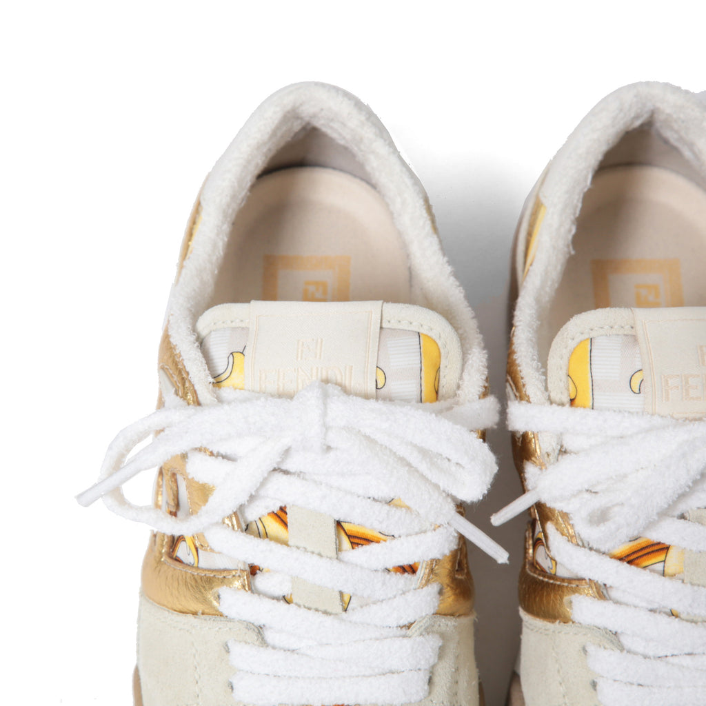 FENDACE フェンダーチェ / 2022年 フェンディ マッチ スニーカー / ズッカ レザー × ファブリック / フェンディ x ヴェルサーチ コラボ / size 36 (23cm) WHITE