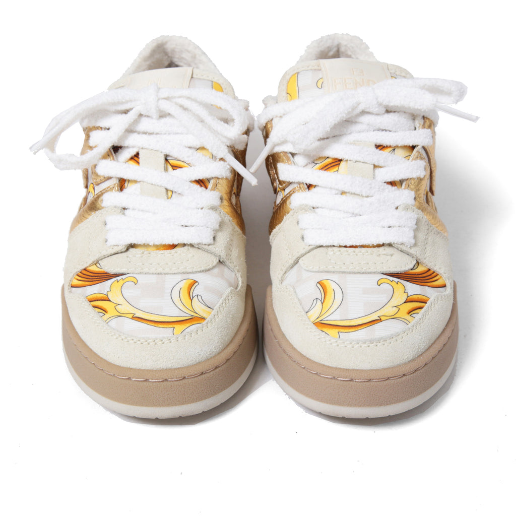 FENDACE フェンダーチェ / 2022年 フェンディ マッチ スニーカー / ズッカ レザー × ファブリック / フェンディ x ヴェルサーチ コラボ / size 36 (23cm) WHITE