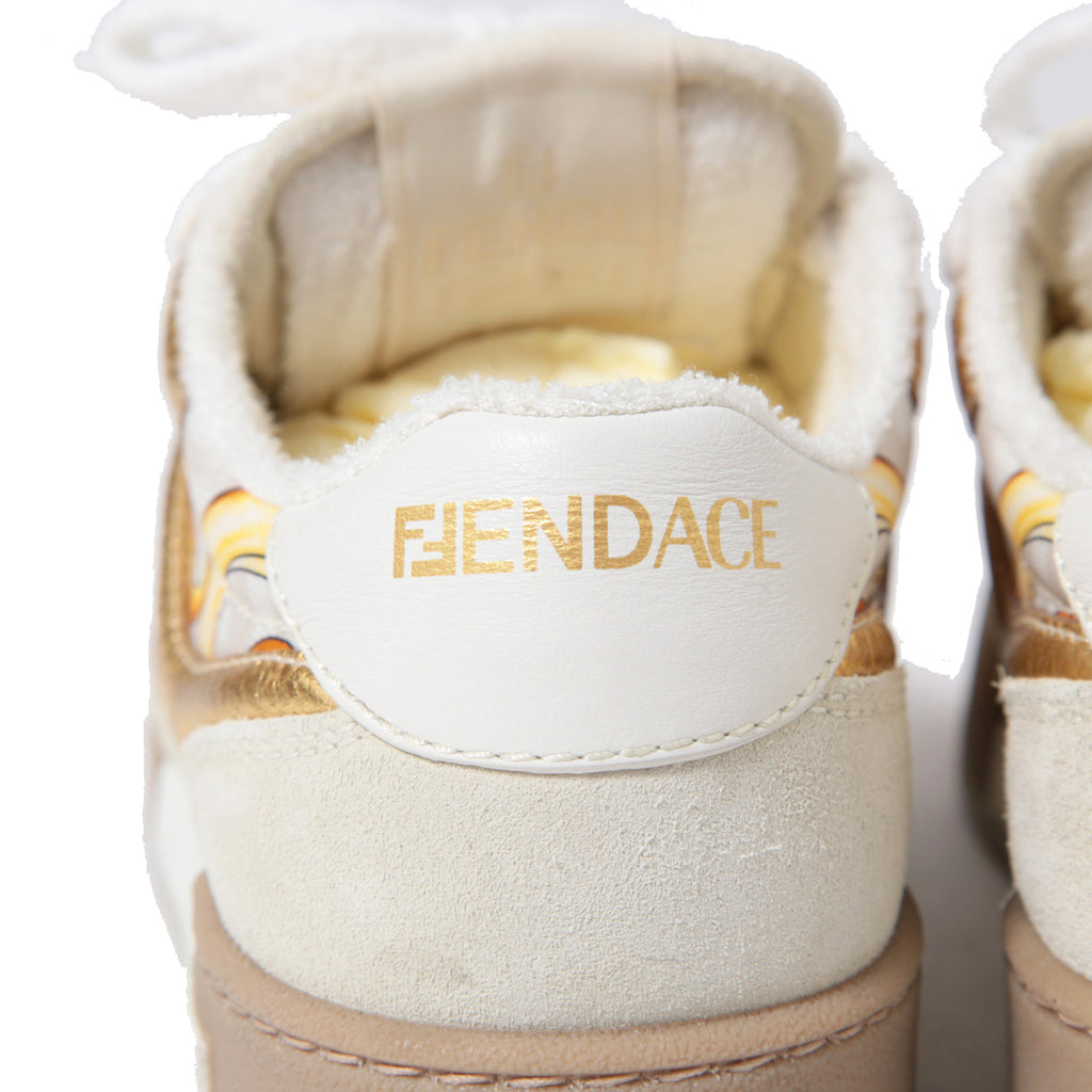 FENDACE フェンダーチェ / 2022年 フェンディ マッチ スニーカー / ズッカ レザー × ファブリック / フェンディ x ヴェルサーチ コラボ / size 36 (23cm) WHITE