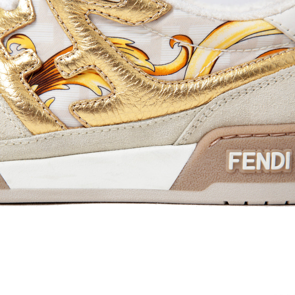 FENDACE フェンダーチェ / 2022年 フェンディ マッチ スニーカー / ズッカ レザー × ファブリック / フェンディ x ヴェルサーチ コラボ / size 36 (23cm) WHITE