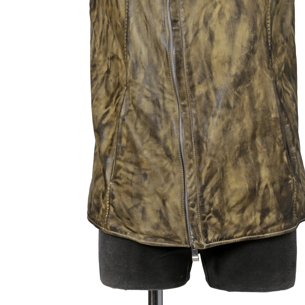 incarnation インカネーション / 美品 カーフレザー製品染め 手染め仕上げ ハイネック バイアスジップ ベスト / size M (DASTY YELLOW)