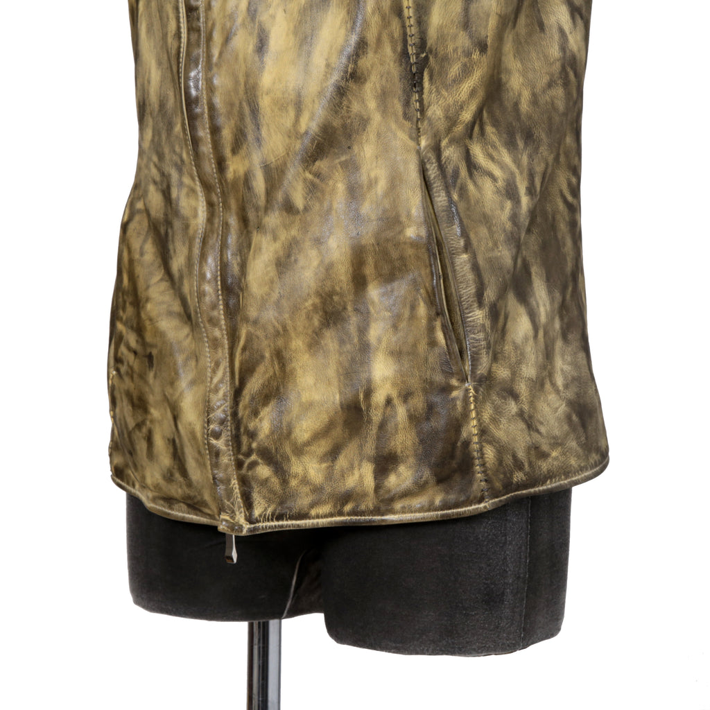 incarnation インカネーション / 美品 カーフレザー製品染め 手染め仕上げ ハイネック バイアスジップ ベスト / size M (DASTY YELLOW)