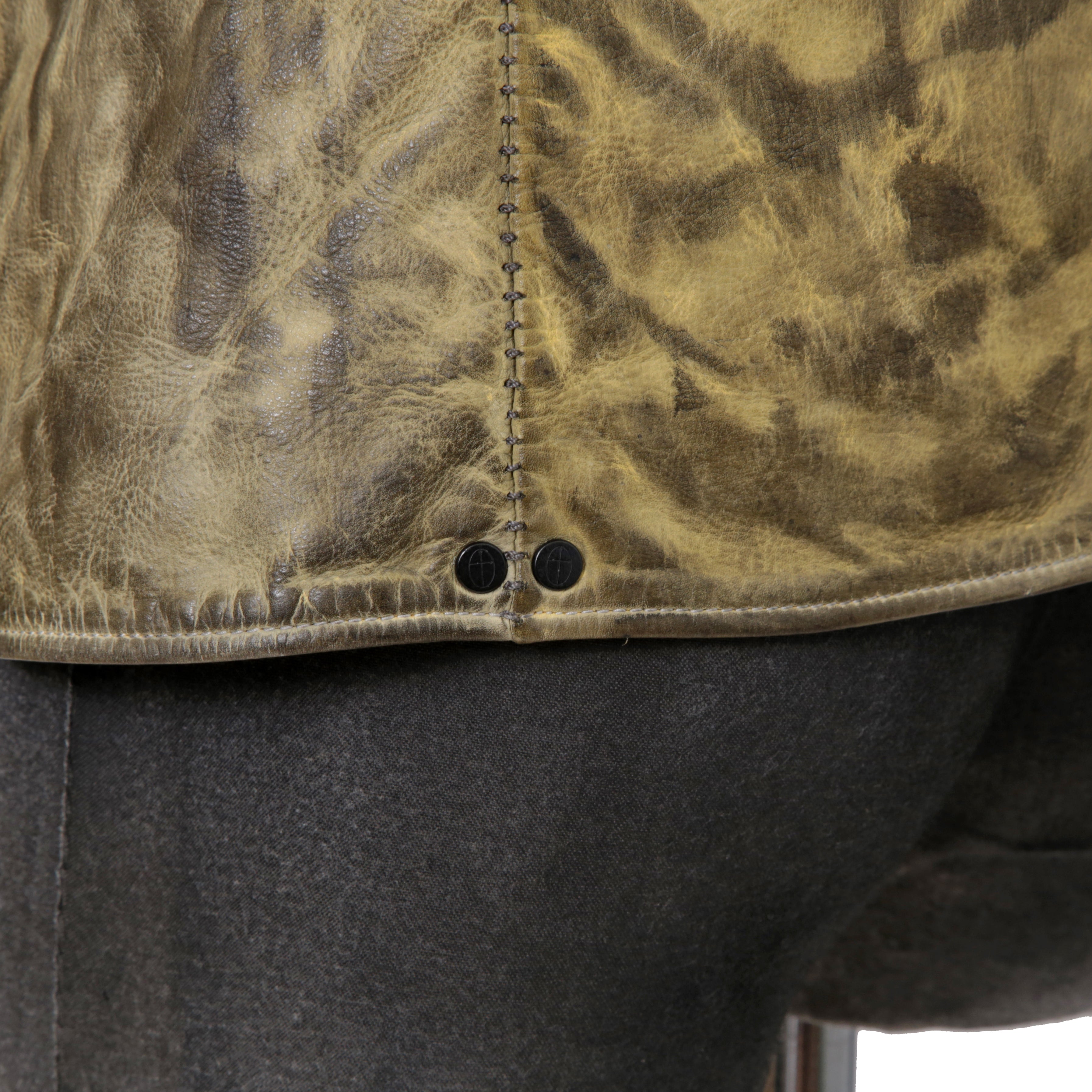 incarnation インカネーション / 美品 カーフレザー製品染め 手染め仕上げ ハイネック バイアスジップ ベスト / size M (DASTY YELLOW)