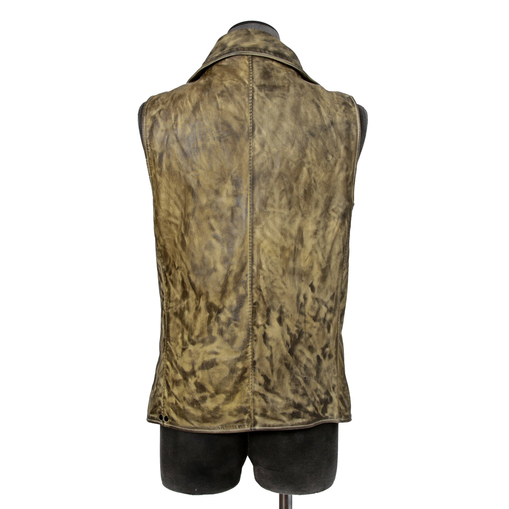 incarnation インカネーション / 美品 カーフレザー製品染め 手染め仕上げ ハイネック バイアスジップ ベスト / size M (DASTY YELLOW)