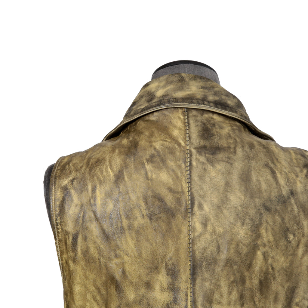 incarnation インカネーション / 美品 カーフレザー製品染め 手染め仕上げ ハイネック バイアスジップ ベスト / size M (DASTY YELLOW)