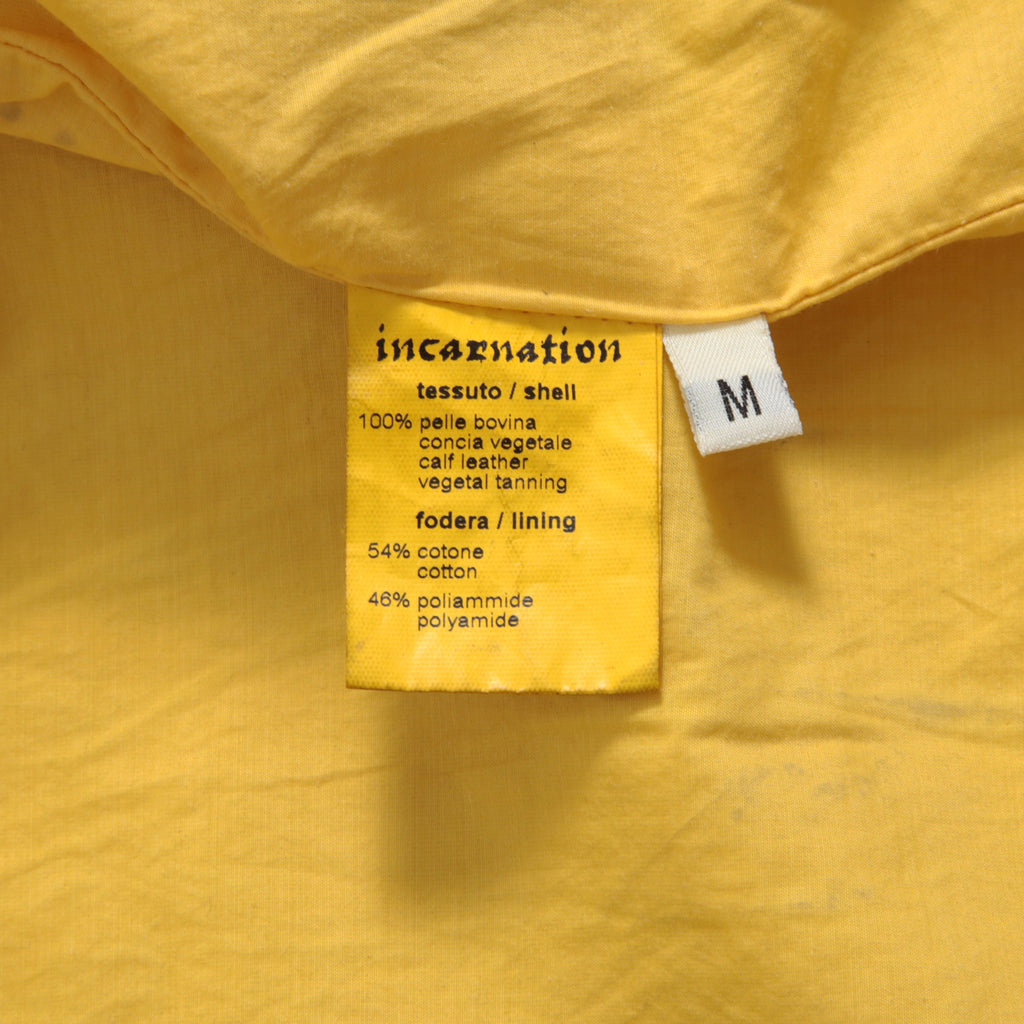 incarnation インカネーション / 美品 カーフレザー製品染め 手染め仕上げ ハイネック バイアスジップ ベスト / size M (DASTY YELLOW)