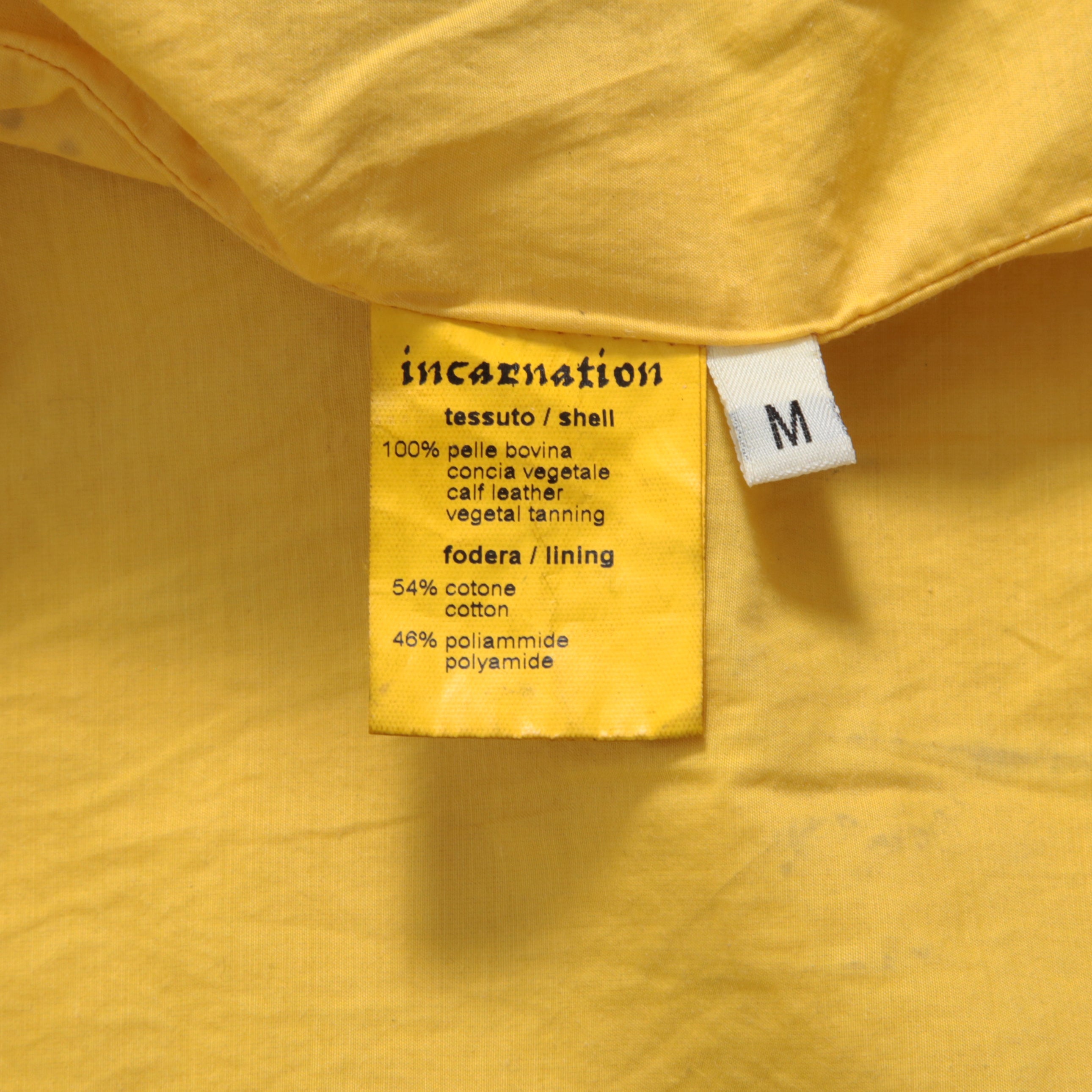 incarnation インカネーション / 美品 カーフレザー製品染め 手染め仕上げ ハイネック バイアスジップ ベスト / size M (DASTY YELLOW)