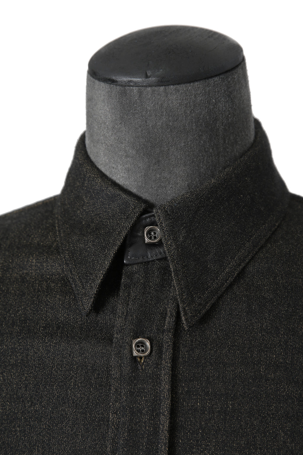 美品 イサムカタヤマバックラッシュ / レザー切替 レーヨン ストレッチ 長袖 シャツ/ 1470-01 / size M BLACK