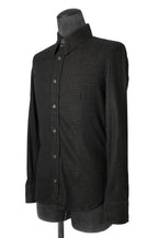 美品 イサムカタヤマバックラッシュ / レザー切替 レーヨン ストレッチ 長袖 シャツ/ 1470-01 / size M BLACK